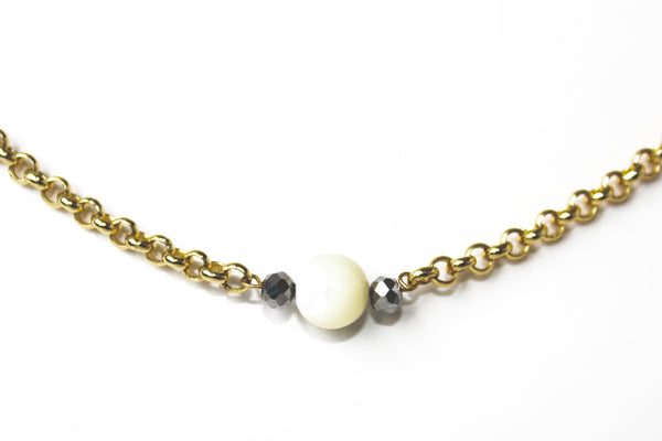 Sam Choker Necklace in Ivory Pearl with Silver